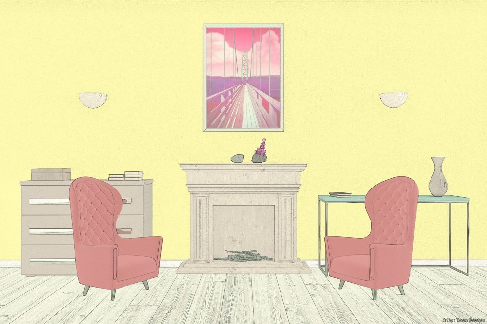 Мультяшная комната с диваном