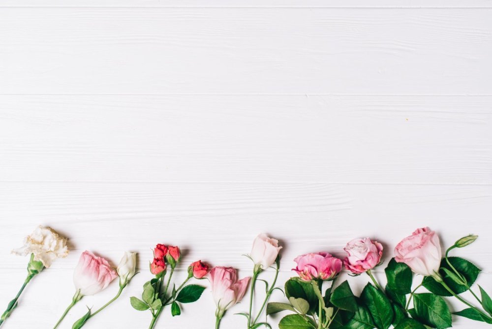 Цветы на столе сверху