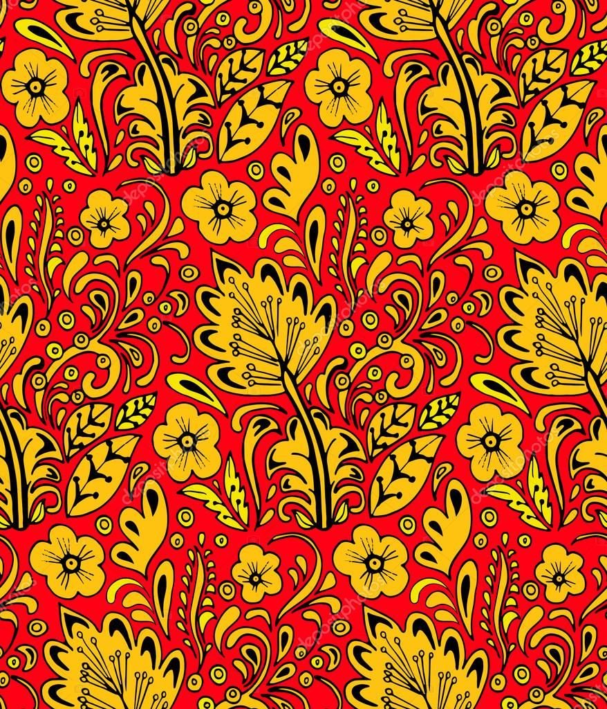 Паттерн Хохлома бесшовный