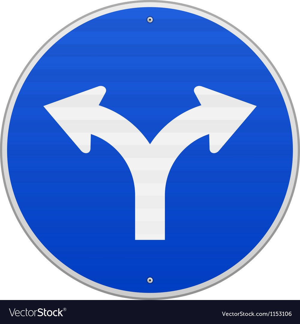 Дорожный знак с двумя стрелками