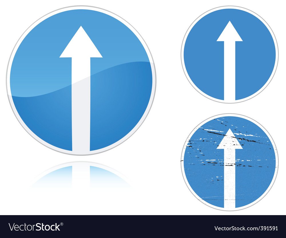 Синий знак с белой стрелкой