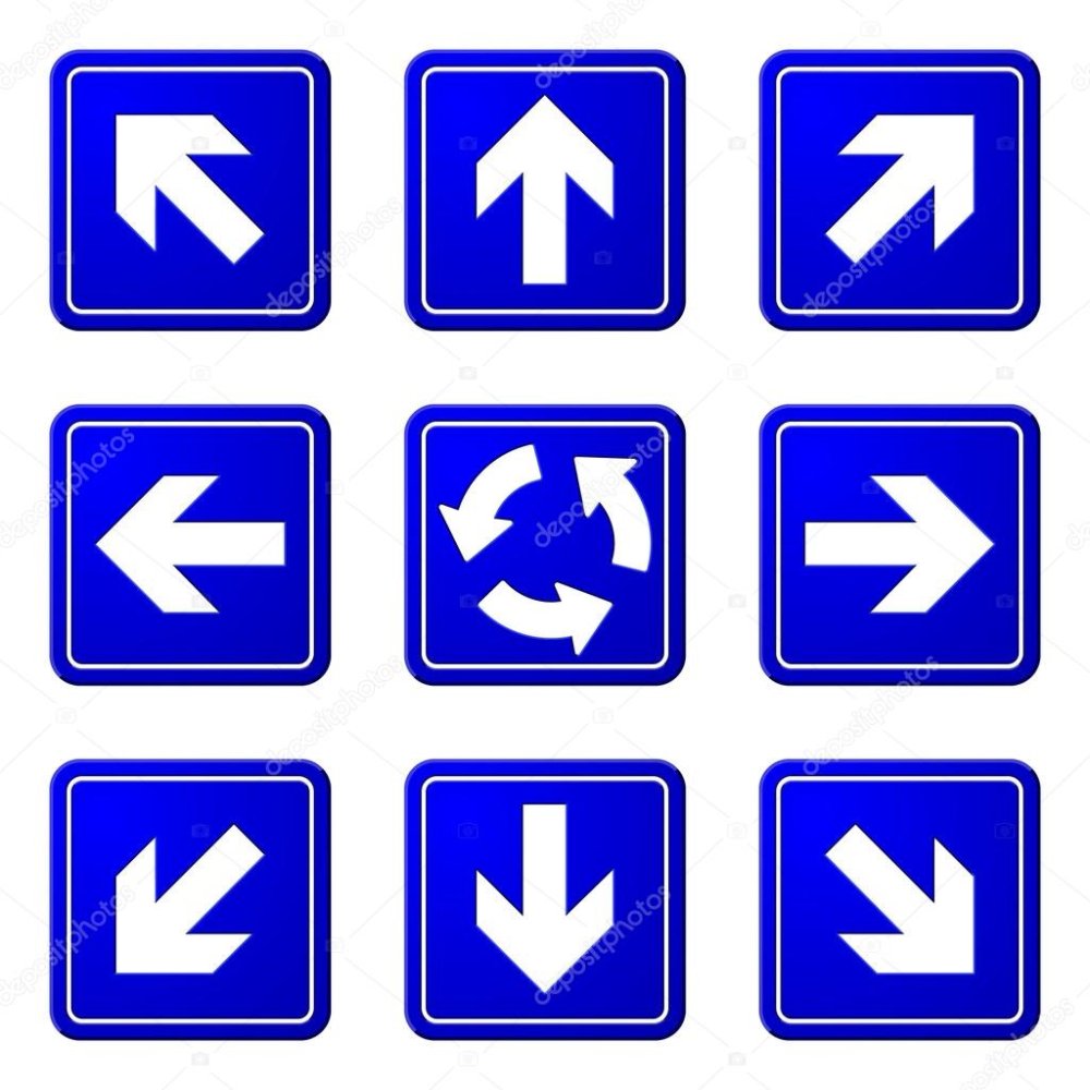 Знак стрелочка на синем фоне