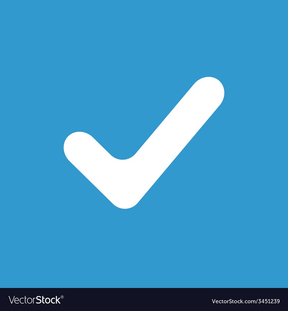 Белая галочка на голубом фоне