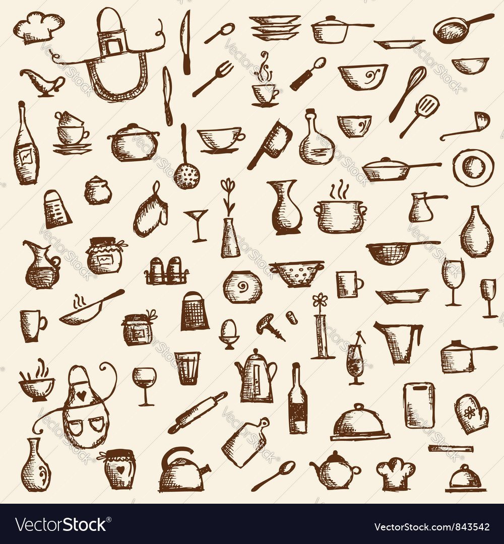 Кухонные приборы паттерн фон
