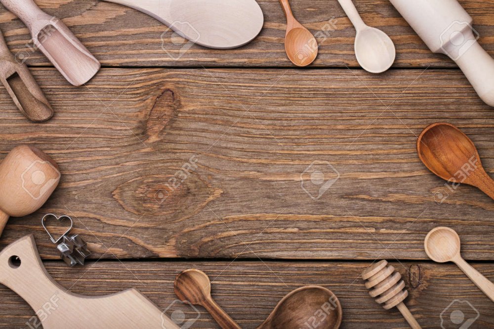 Кухонная утварь вид сверху