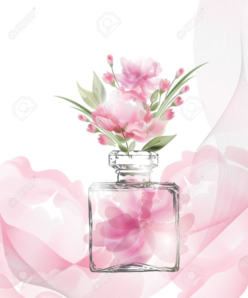 Духи прозрачный флакон с цветами