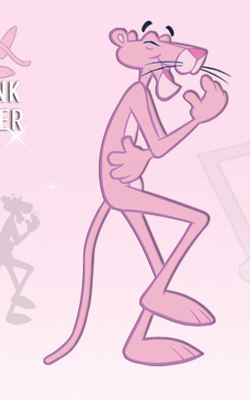 Розовая пантера на розовом фоне