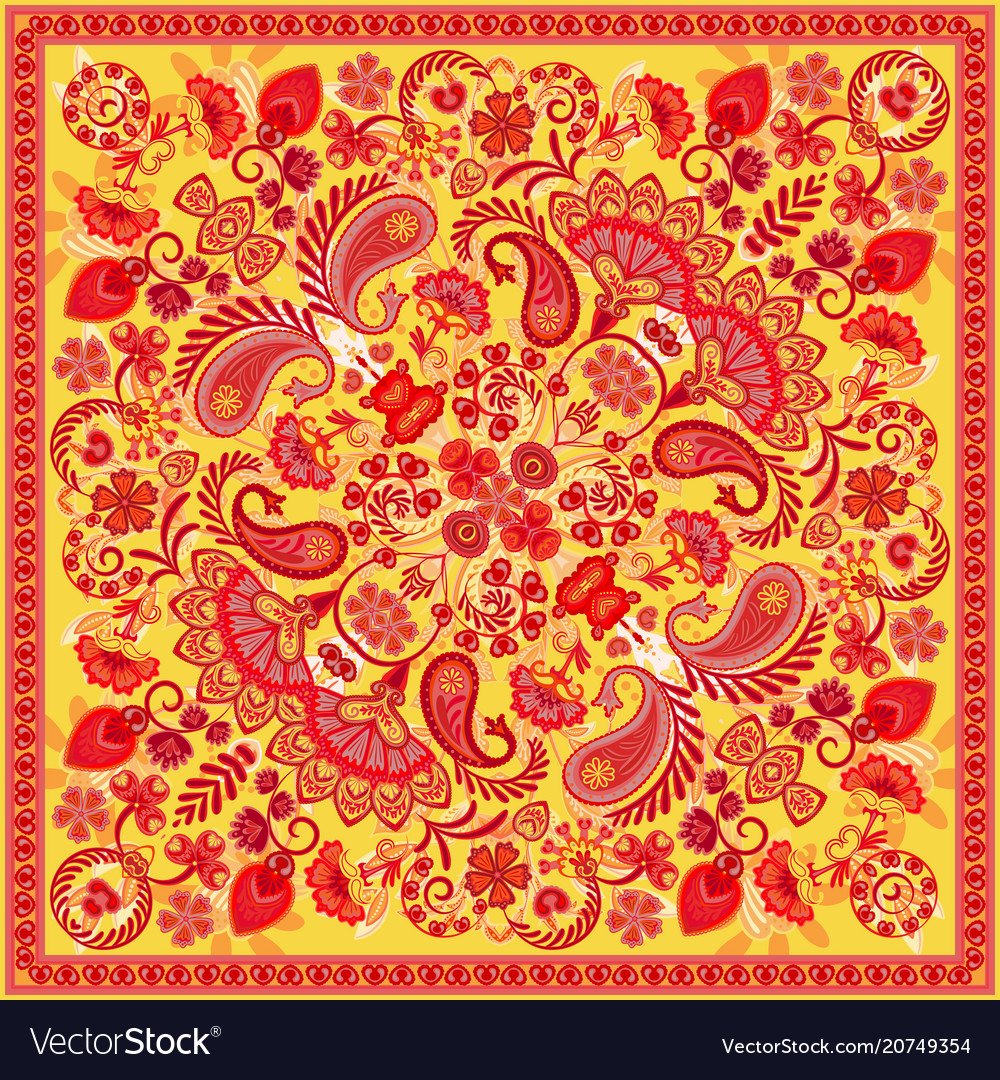 Хохломская роспись на платке