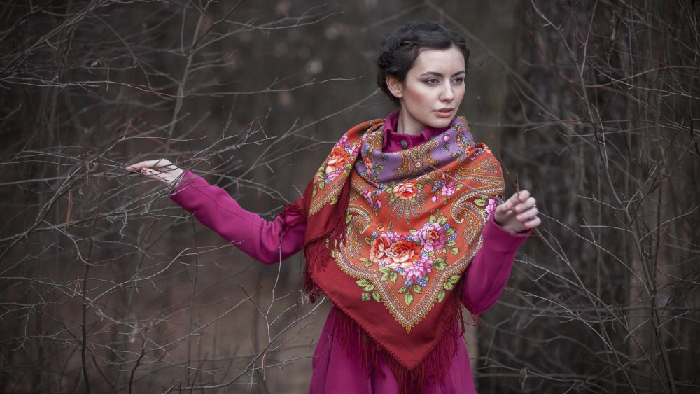 Платок Павлопосадский "в лунном сиянии"