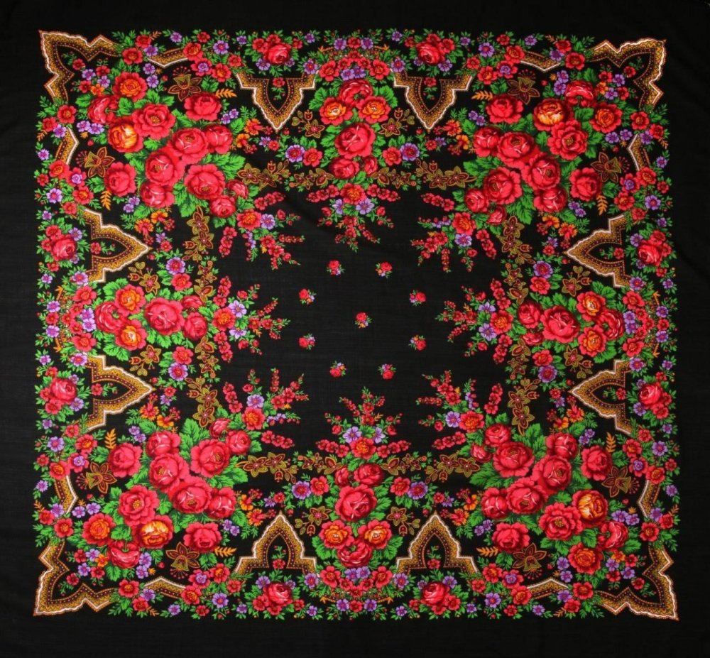 Платок Павлово Посадский красный красавица