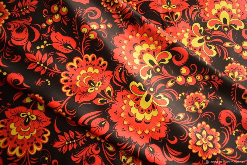 Ткань Хохлома зелёная