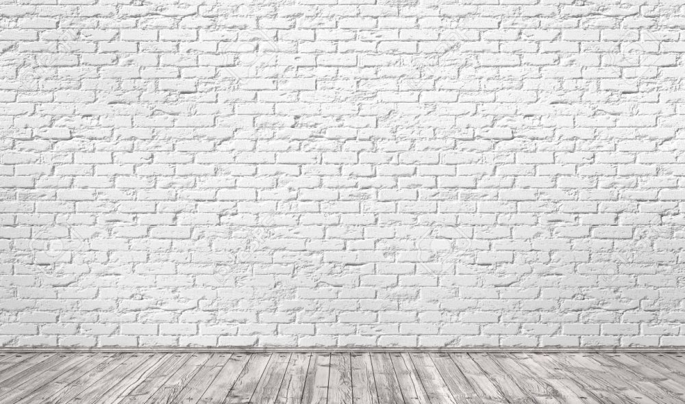 Белая кирпичная стена с полом фон