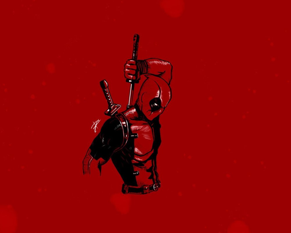 Дэдпул на Красном фоне