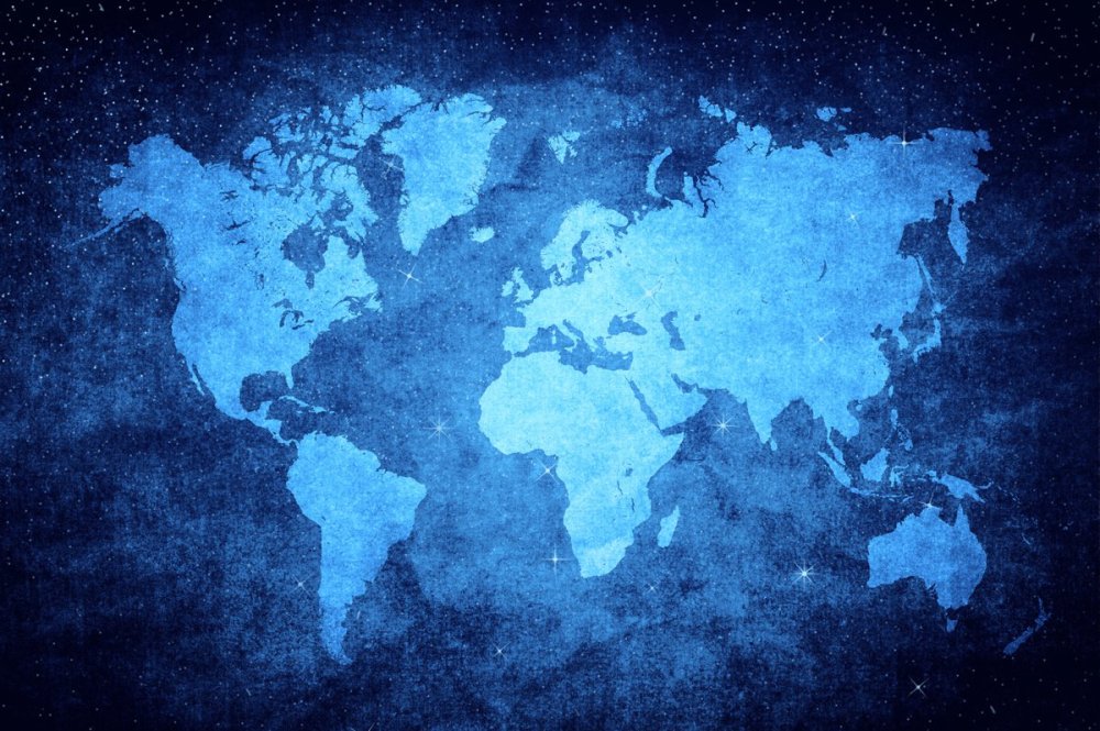 Карта мира синяя