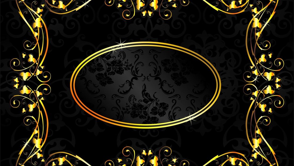 Золотые вензеля на черном фоне