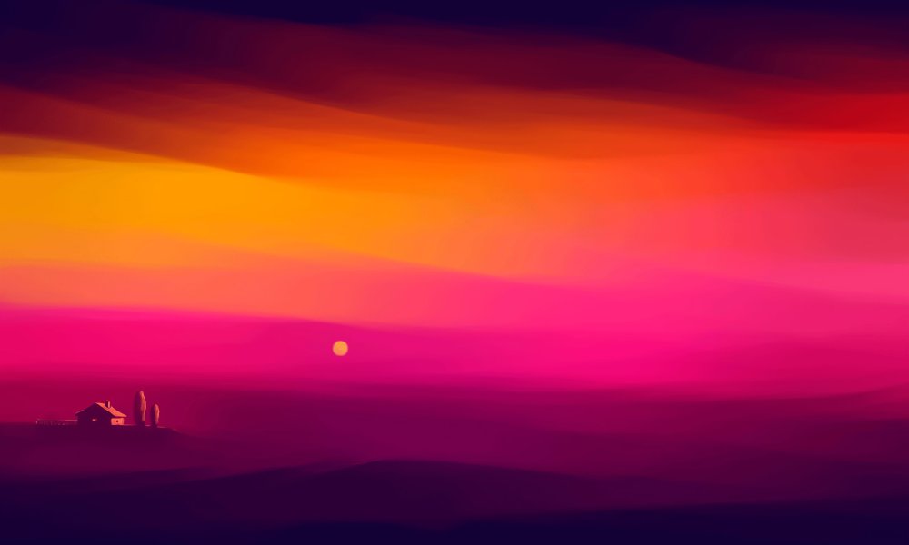 Фиолетовое небо горизонтально