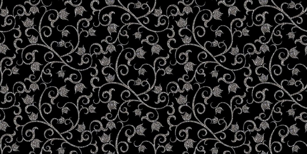 Цветочный узор на черном фоне