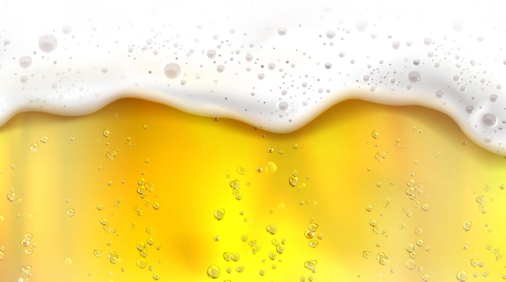 Фон желтый пузырьки пива с пеной рисованный