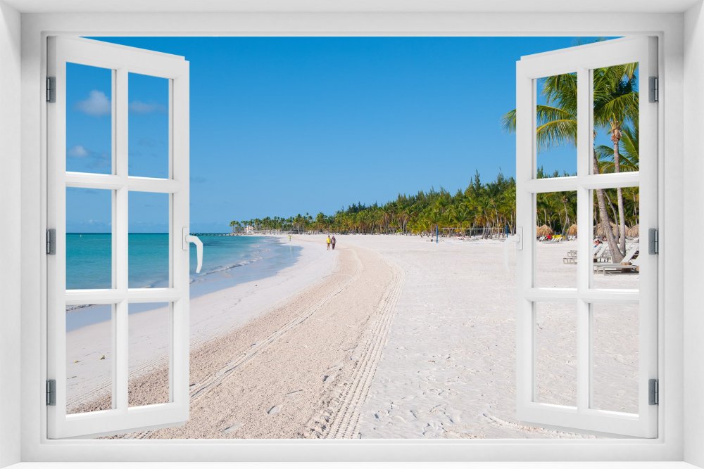 Фотообои вид из окна на пляж