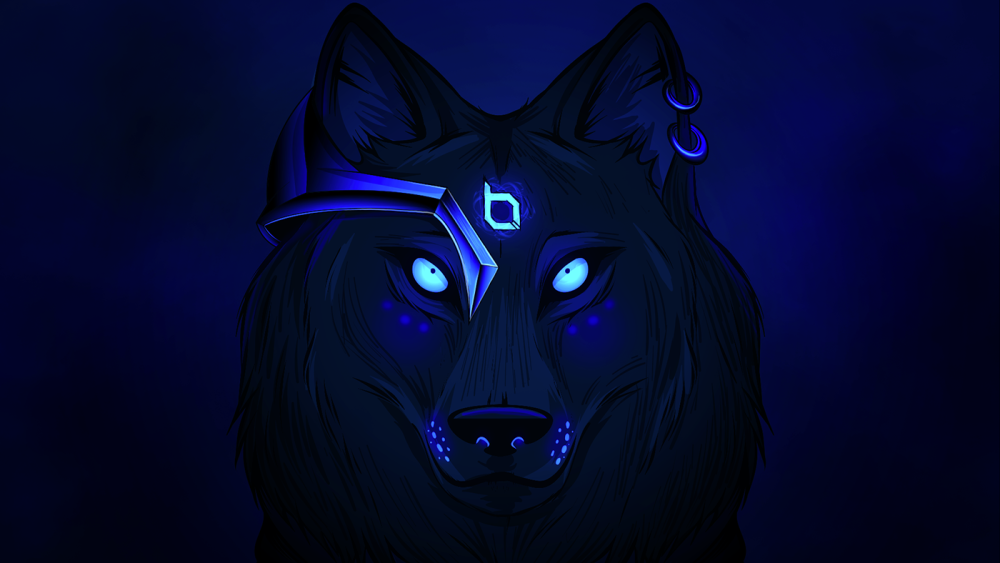 Синий волк неон