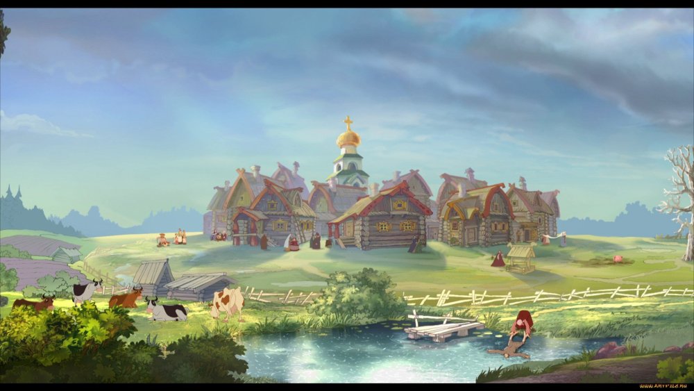 Алеша Попович мультик деревня