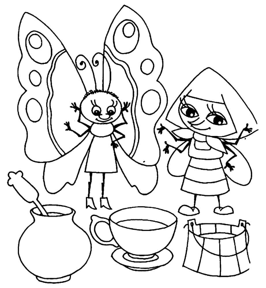 Герои сказки Муха Цокотуха