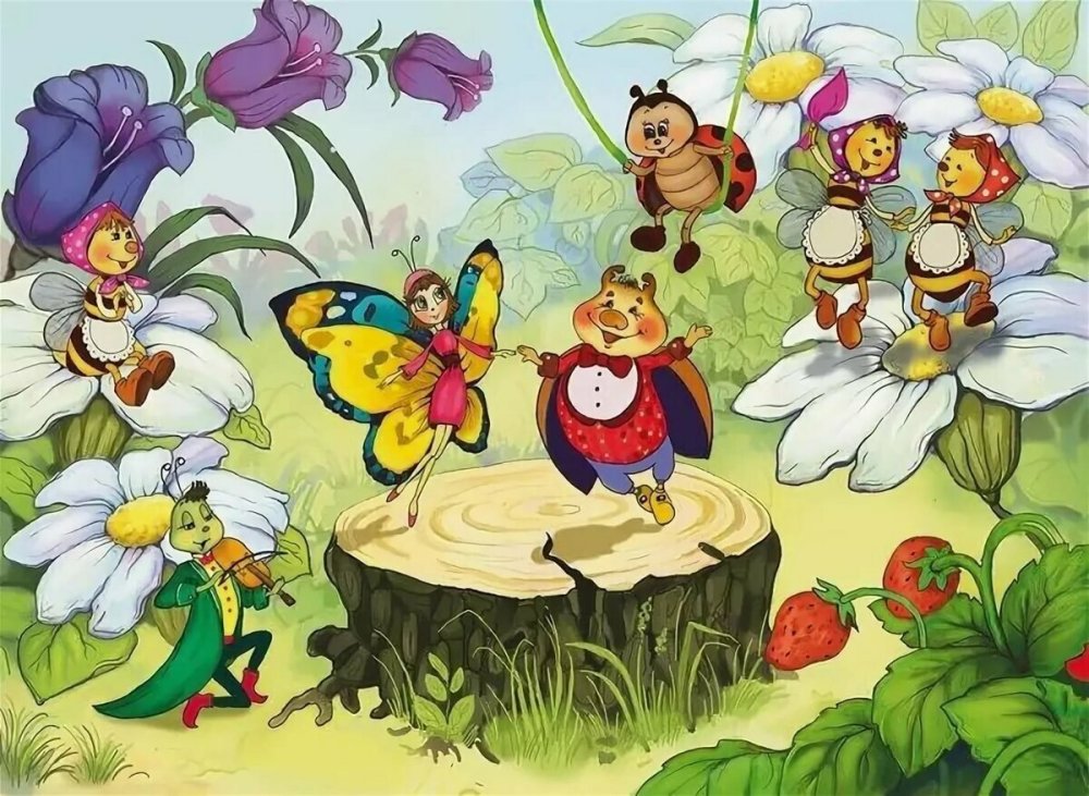 Муха-Цокотуха паук и комар