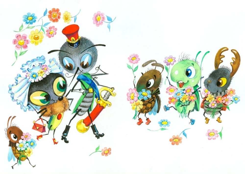 Герои сказки Муха Цокотуха