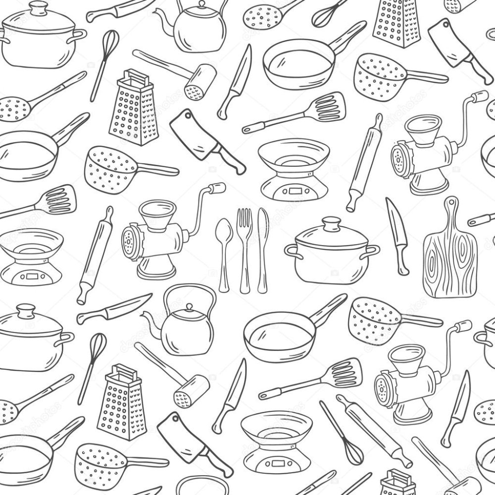 Паттерн кухонные принадлежности