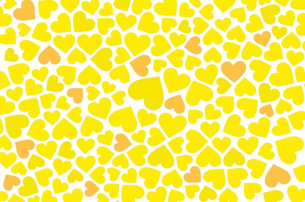 Желтый фон с сердечками