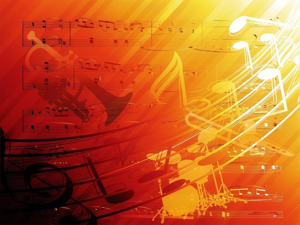 Голубой фон с музыкальными символами