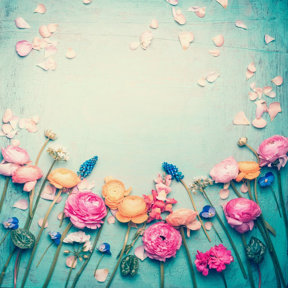Фоны с цветами в бирюзово розовом тоне
