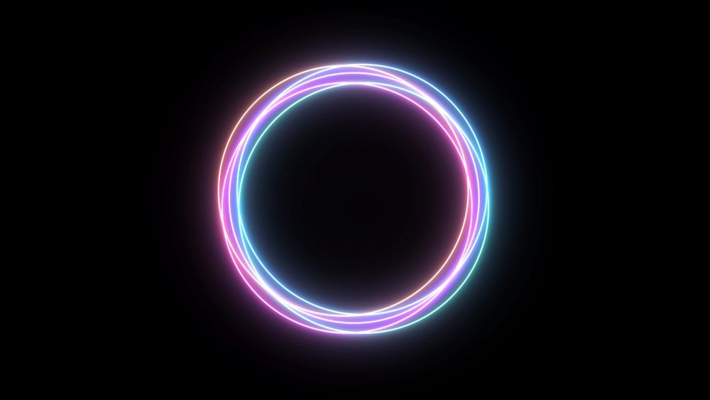 Неоновый круг на черном фоне