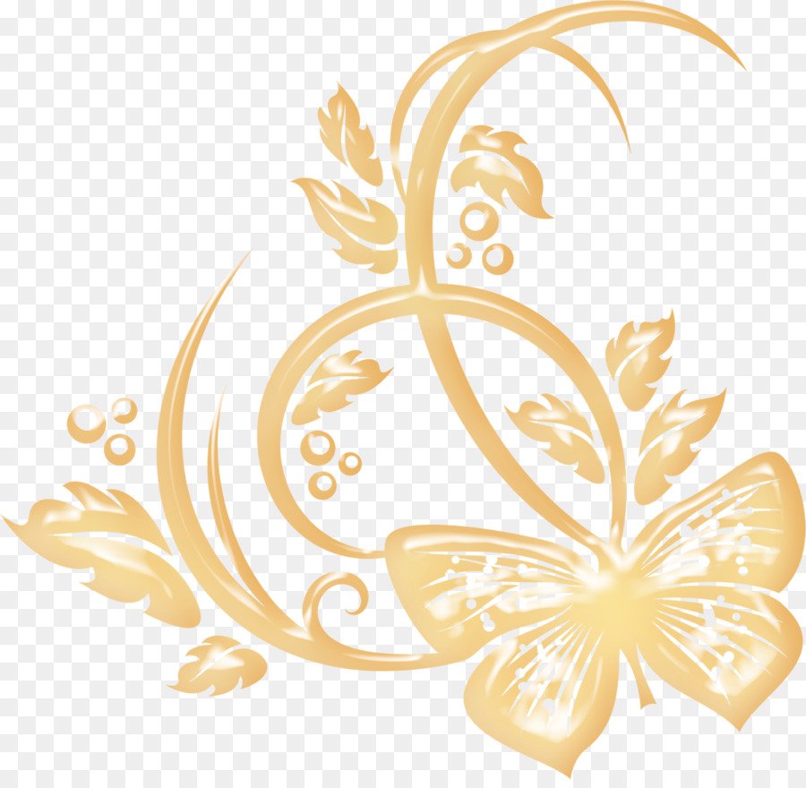 Золотые бабочки на прозрачном фоне
