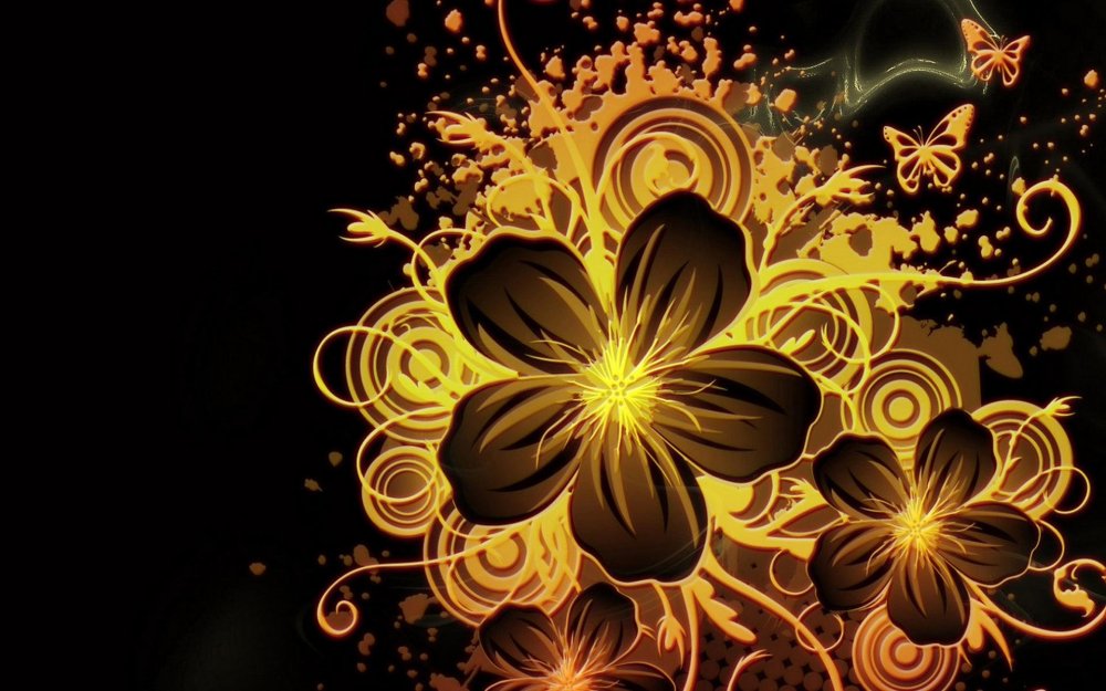 Золотистые бабочки на прозрачном фоне