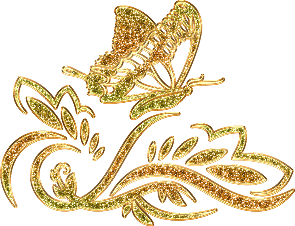 Золотые бабочки на черном фоне