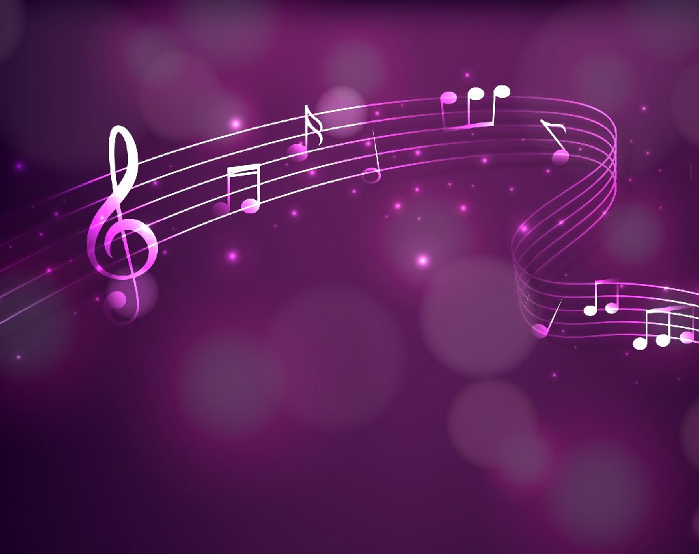 Фиолетовый фон с нотами