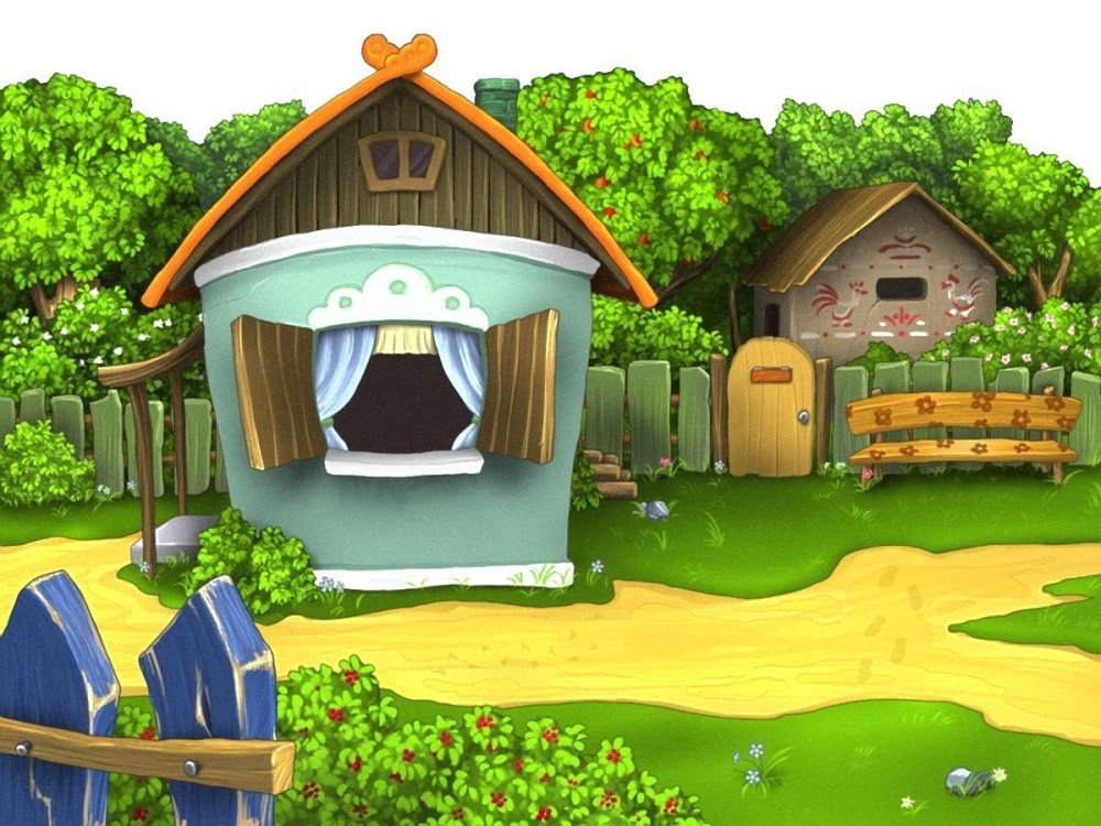 Мультяшная домик с огородом