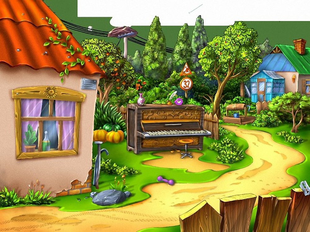 Мультяшное поле с забором