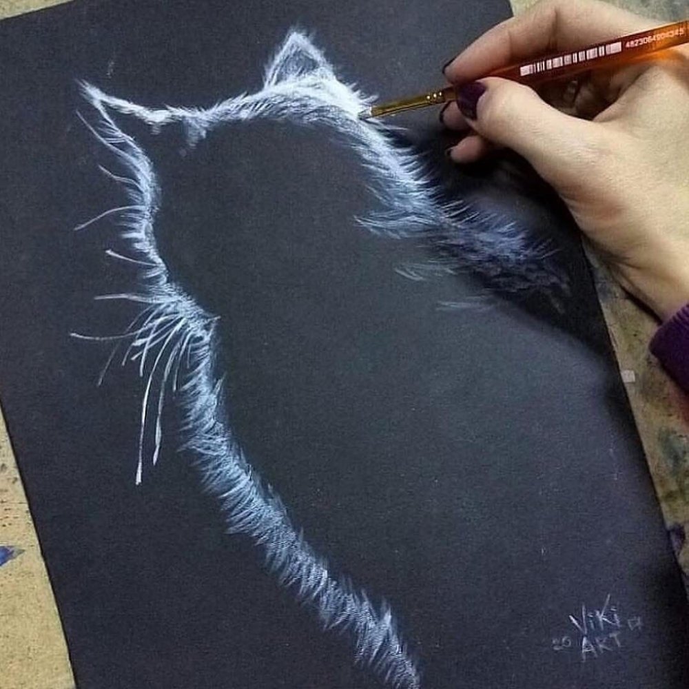 Рисование пастелью на черной бумаге