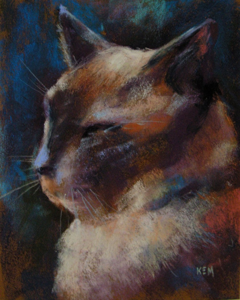 Сиамский кот пастелью