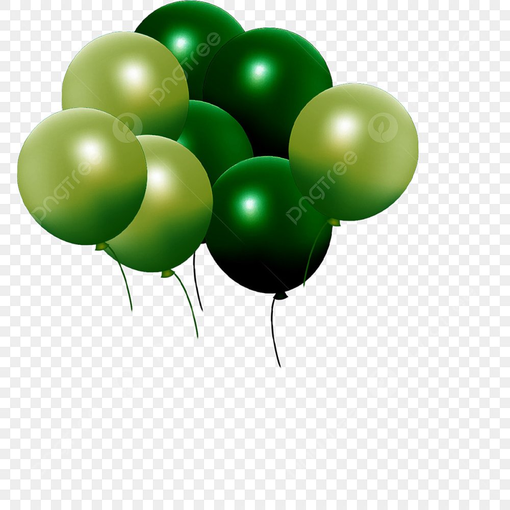 Зеленые шары на прозрачном фоне