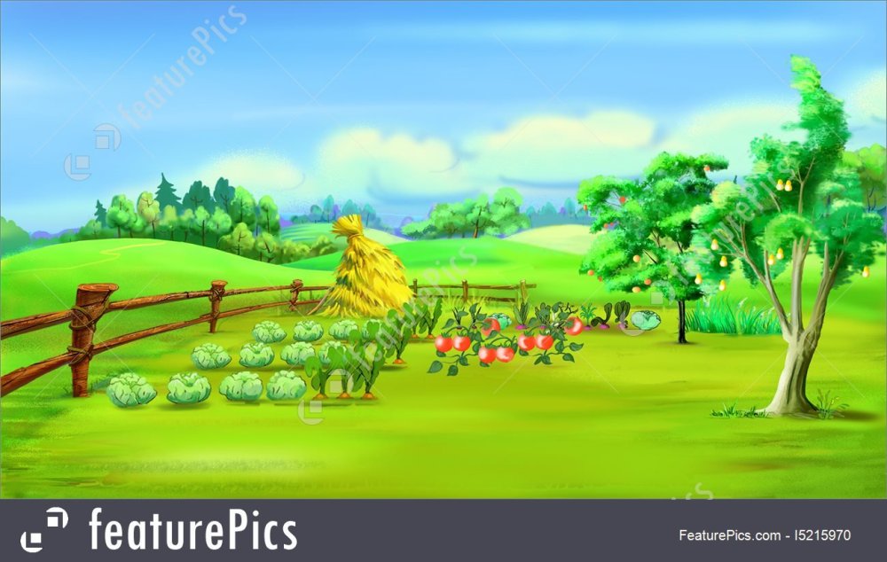 Деревенский домик мультяшный