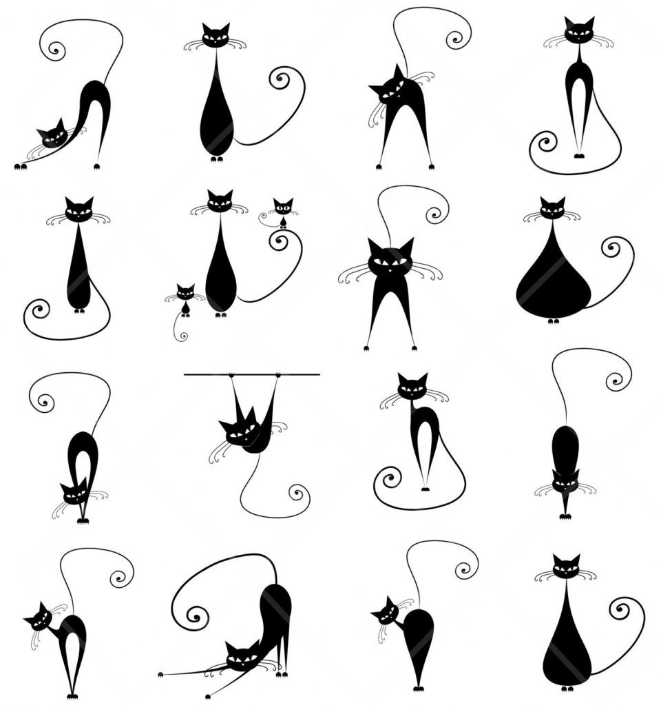 Векторные силуэты кошек