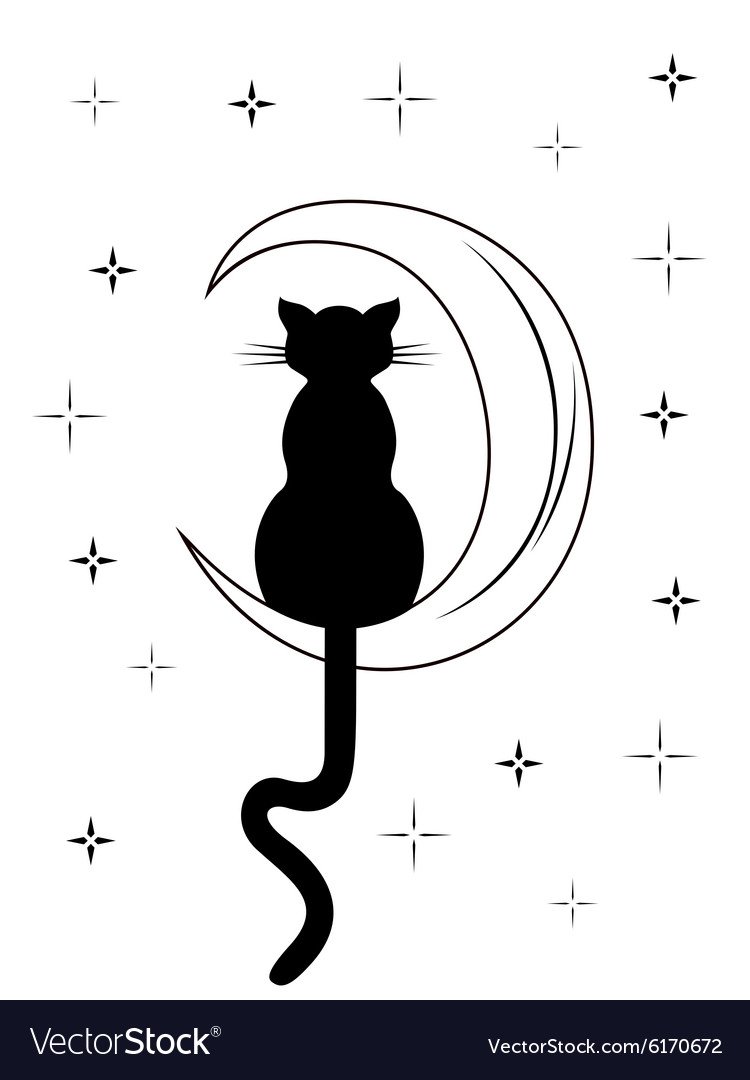 Силуэт кошки на Луне