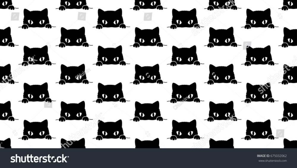 Паттерн кошки на черном фоне