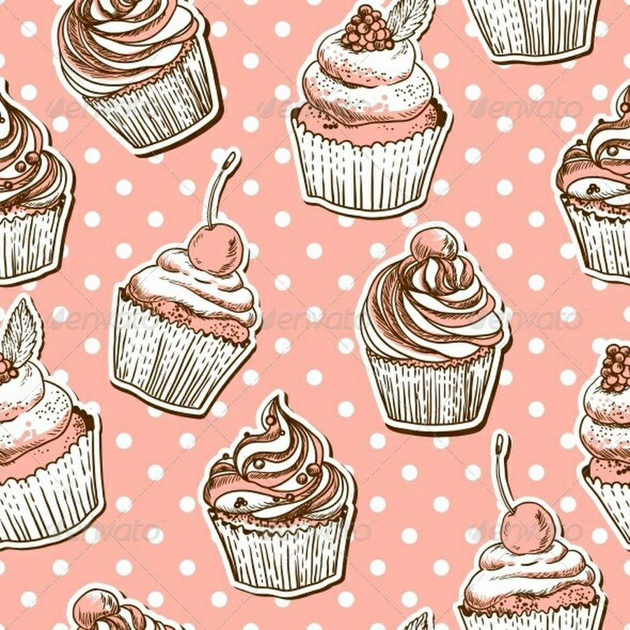 Пирожное и торт винтажный рисунок