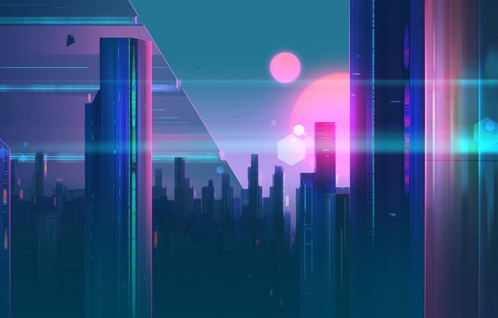 Неон футуризм город