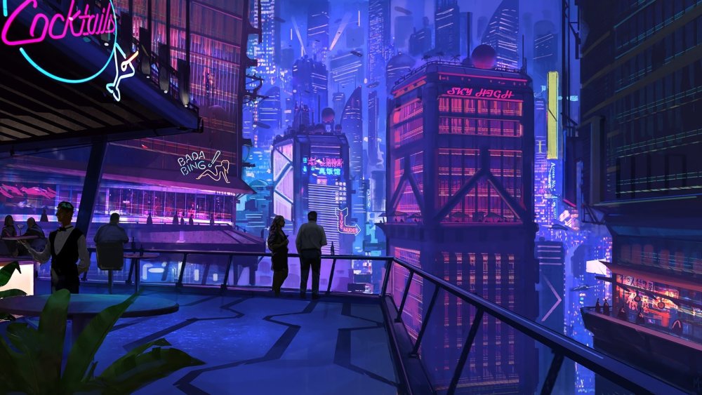 Cyberpunk 2077 City неон