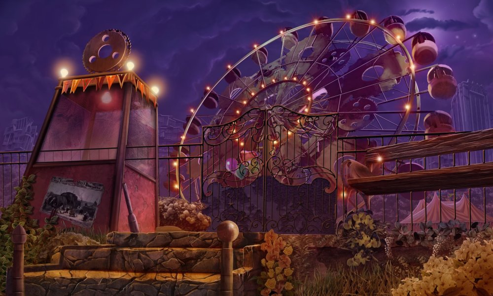 Аниме фон парк аттракционов